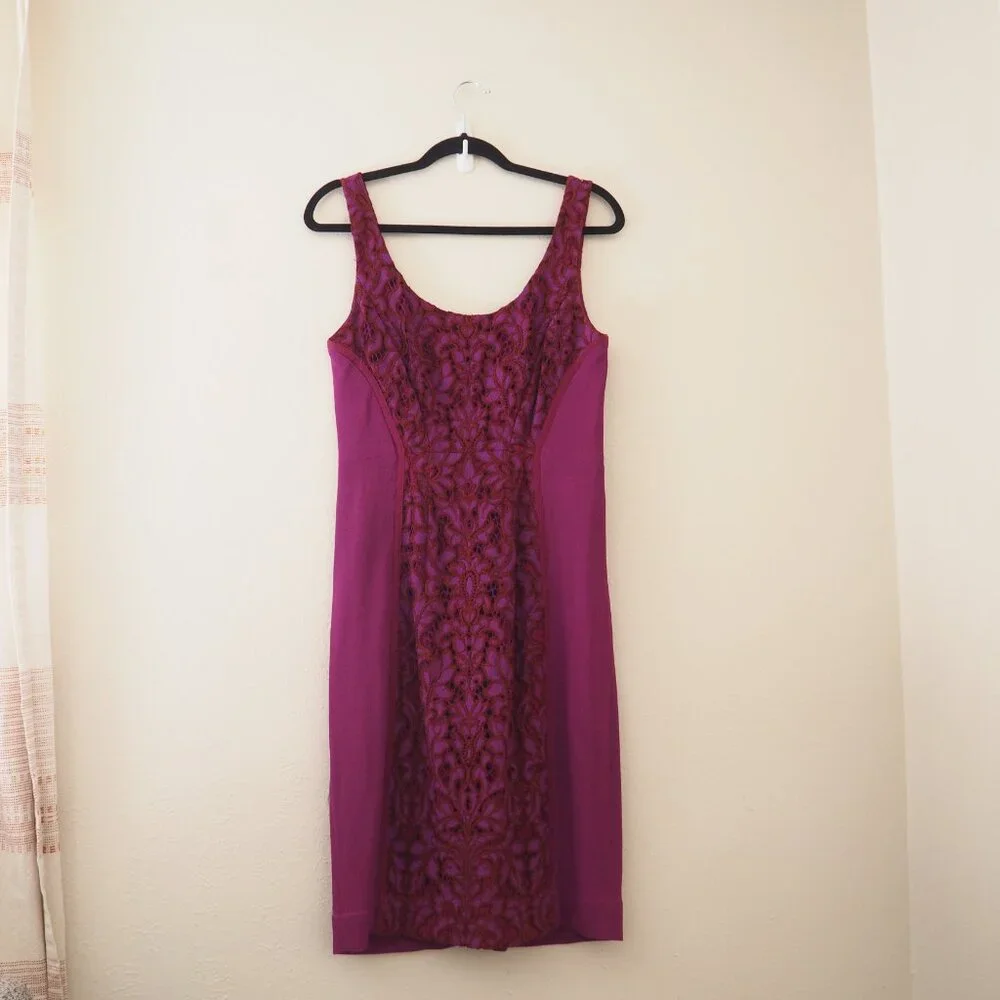 Diane Von Furstenberg Geovana Purple Amethyst Sleeveless Lace Panel Sheath Dress - Picture 5 of 12